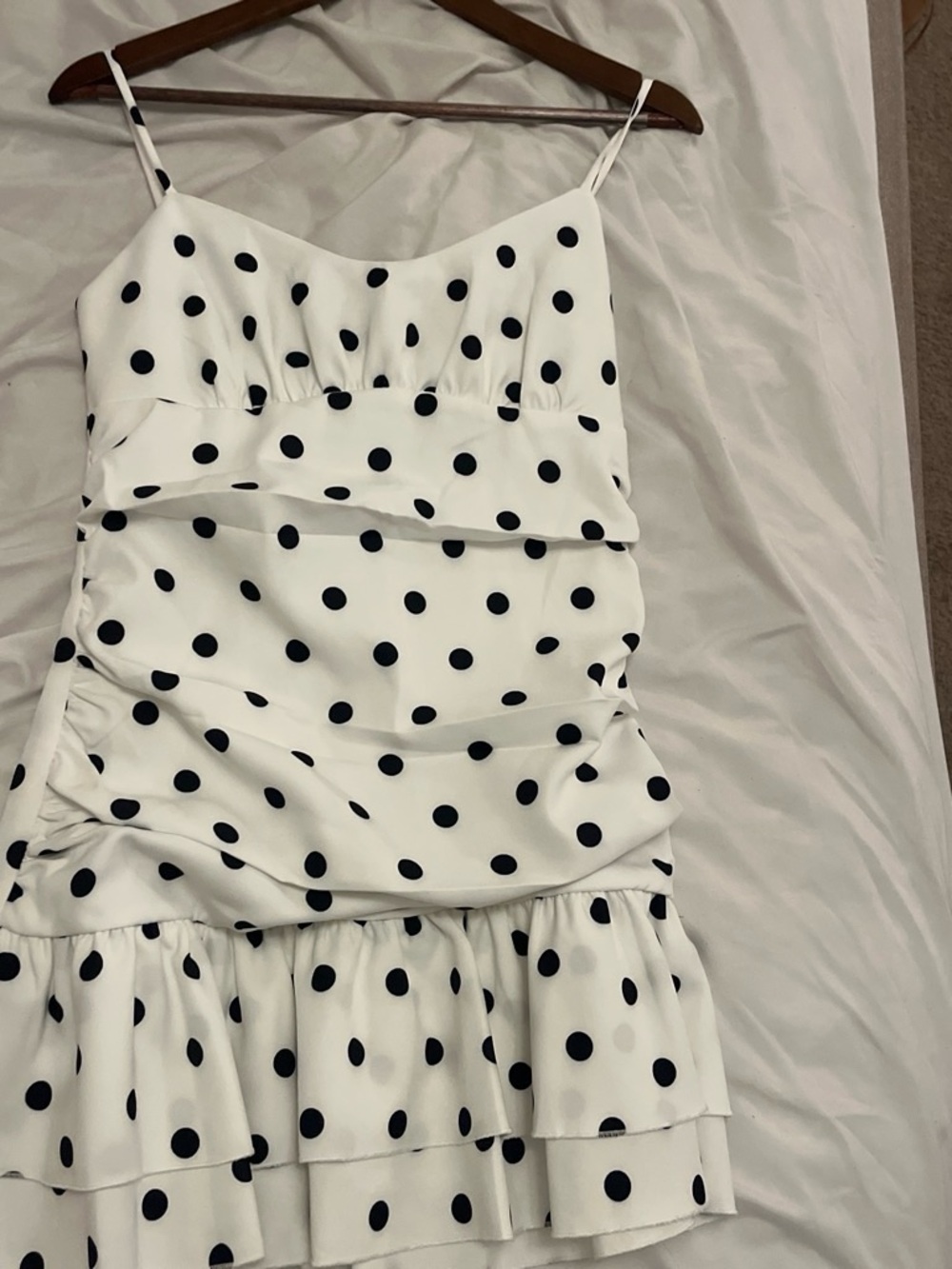 Fashion Nova White Mini Dress with Black Polka Dots